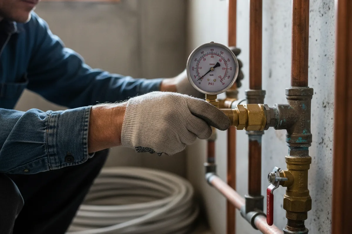 Pressure testing a repaired line during Water Line Repair in Chester